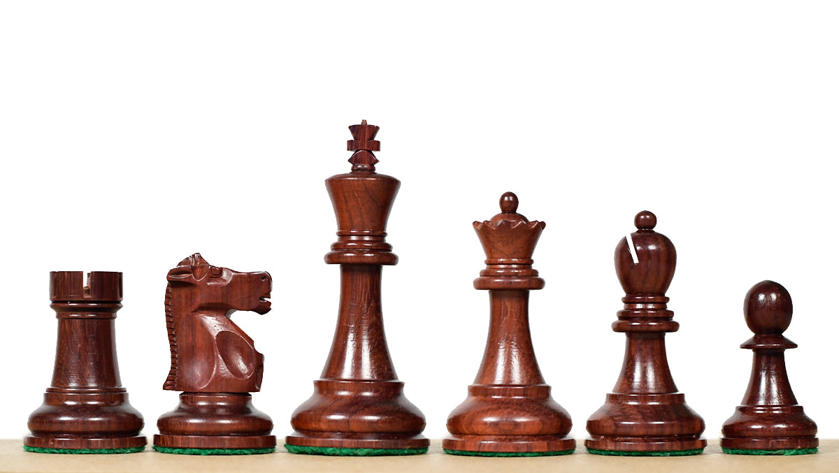 1972 Fischer Spassky Staunton Pattern Chess Pieces V2.0 in Bud Rosewood & Boxwood - 3.75" King
