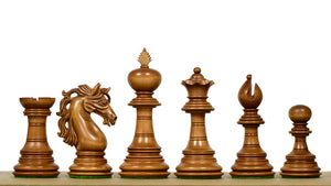 American Adios Series Luxury Chess Pieces in Distressed Boxwood & Ebony Wood - 4.4" King