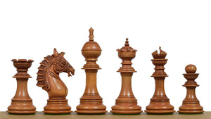 Sikh Empire Series Triple Weighted Wooden Handmade Chess Pieces in Genuine Ebony Wood and Antiqued Wood - 4.5" King