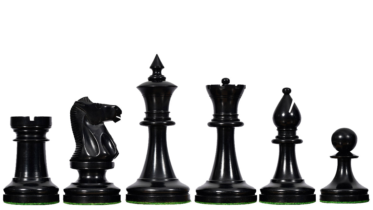 IMPROVED Repro 1904 Cambridge Springs International Tournament Chess Pieces in Ebonized & Antiqued Boxwood - 4" King