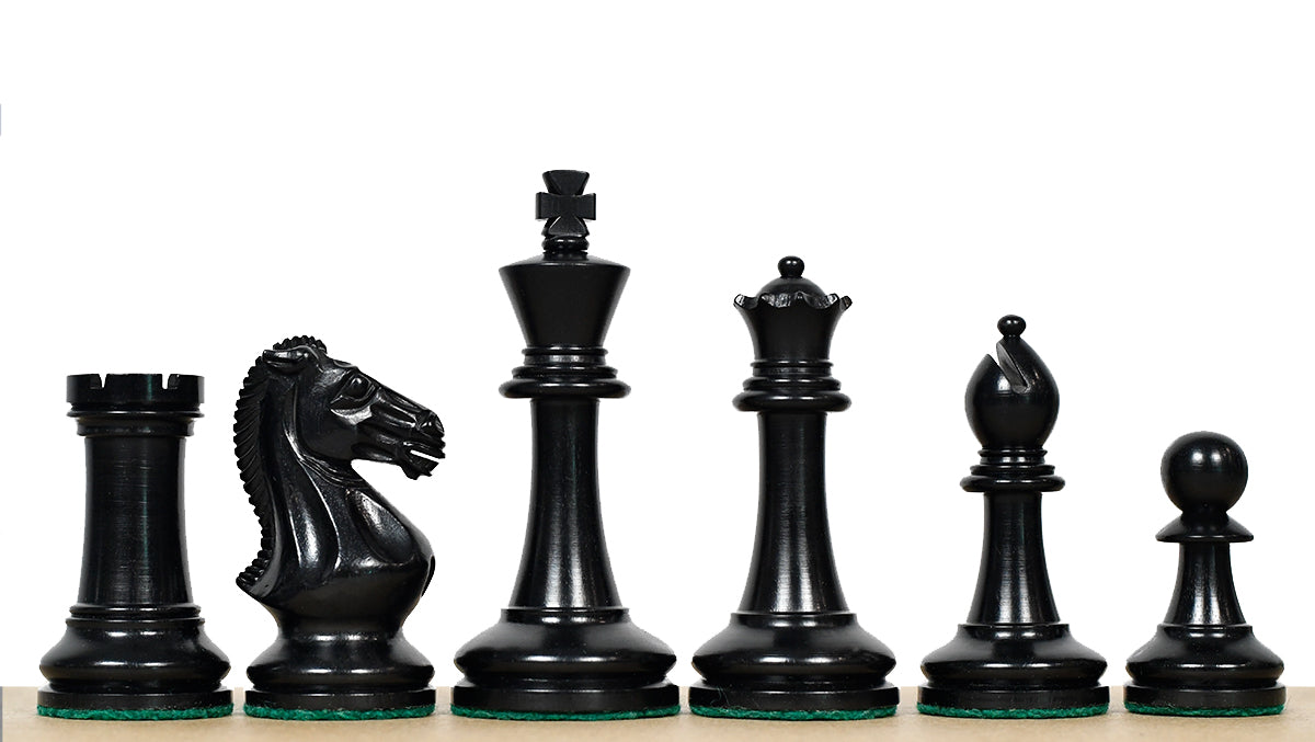 GM Blitz Edition Staunton Series Chess Pieces in Ebony Wood & Natural Boxwood - 3.75" King