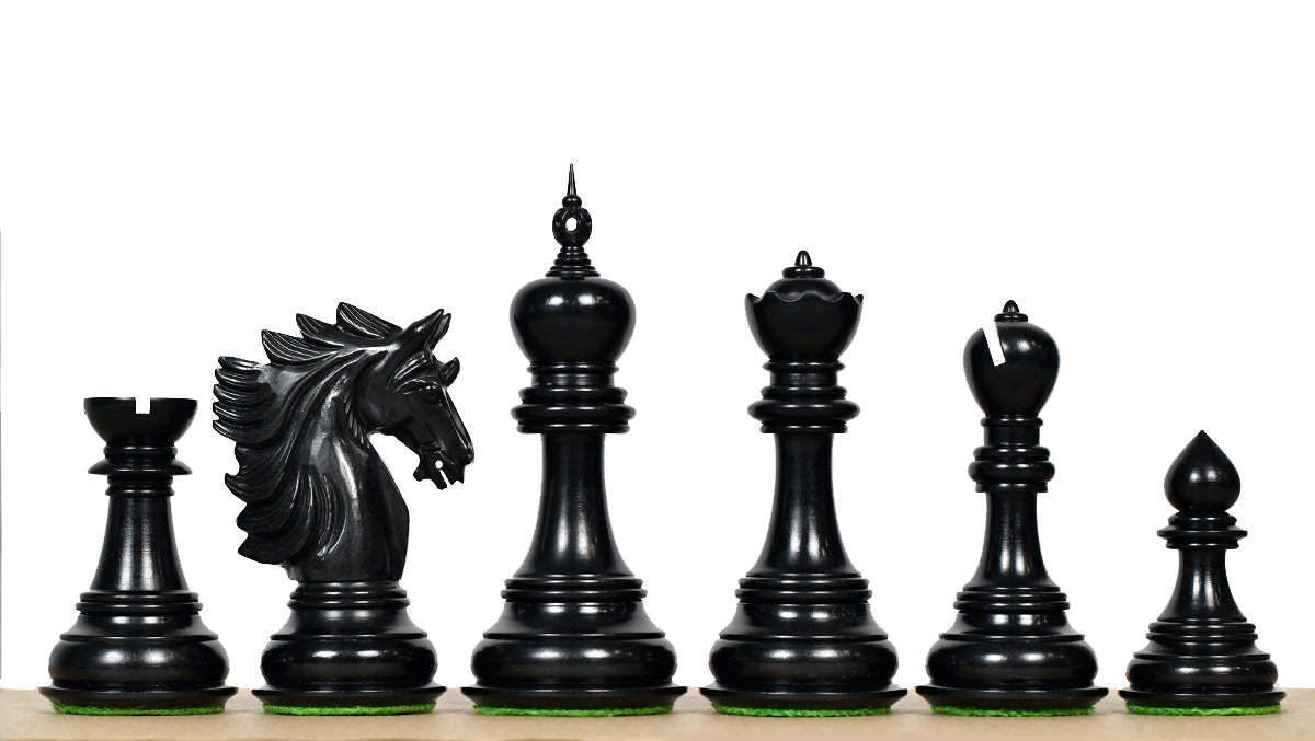 The Sher-E-Punjab Series Chess Pieces in Ebony Wood / Boxwood - 4.6" King