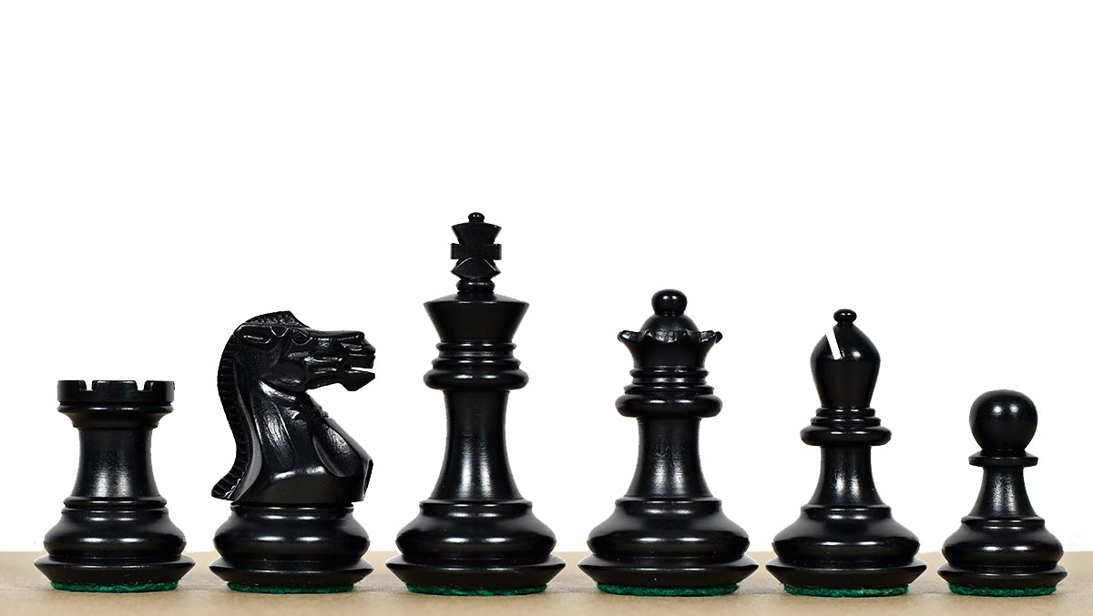 Collector Series Handcarved Staunton Chess Pieces in Ebonized Boxwood & Natural Boxwood - 2.6" King