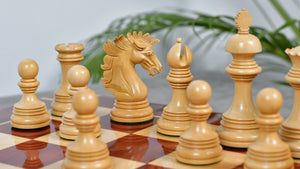 New Indian-American Luxury Series Triple Weighted Chess Pieces in Bud Rosewood(Padauk) / Boxwood Ver 2.0 - 4.4" King