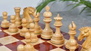 New Indian-American Luxury Series Triple Weighted Chess Pieces in Bud Rosewood(Padauk) / Boxwood Ver 2.0 - 4.4" King