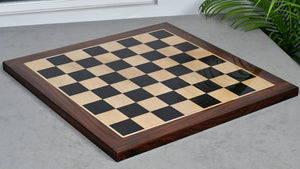 Combo Of 1950s' Botvinnik Tournament Soviet Era Chess Pieces in 4.4 inch King Ebonized Boxwood - 1480 Grams Weight With Solid Wooden Indian Chess Board in Genuine Ebony Wood & Maple Wood with Sheesham Wood Border
