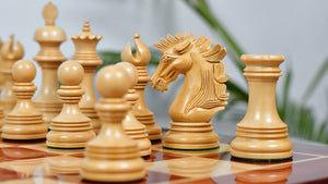 New Indian-American Luxury Series Triple Weighted Chess Pieces in Bud Rosewood(Padauk) / Boxwood Ver 2.0 - 4.4" King