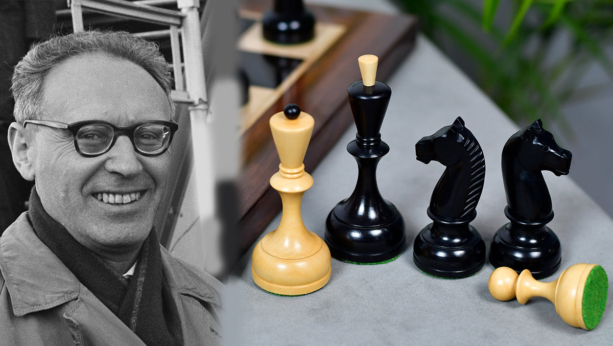 Combo Of 1950s' Botvinnik Tournament Soviet Era Chess Pieces in 4.4 inch King Ebonized Boxwood With Wooden Ebony Wood / Maple Wood  Chess Board