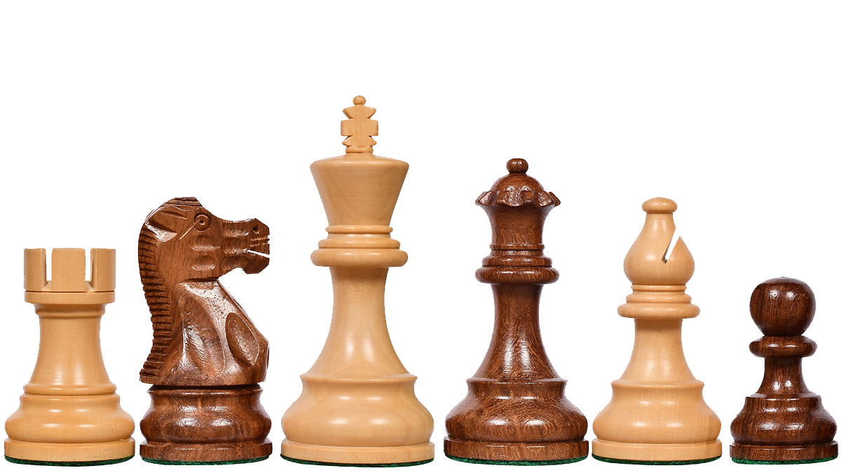 Smokey Staunton Series Chess Pieces in Sheesham & Boxwood - 3.8" King