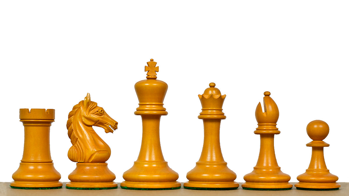 4.0'' The Ancient Indian Warrior Staunton Luxury Series Chess Pieces in Ebony / Antiqued Box Wood - 1660 Grams