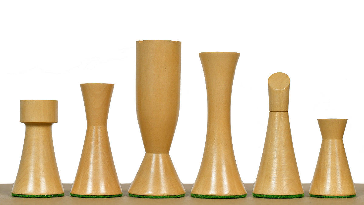 Minimalist Series Midnight Contemporary Chess Pieces in Ebonized Boxwood & Box Wood - 3.4" King