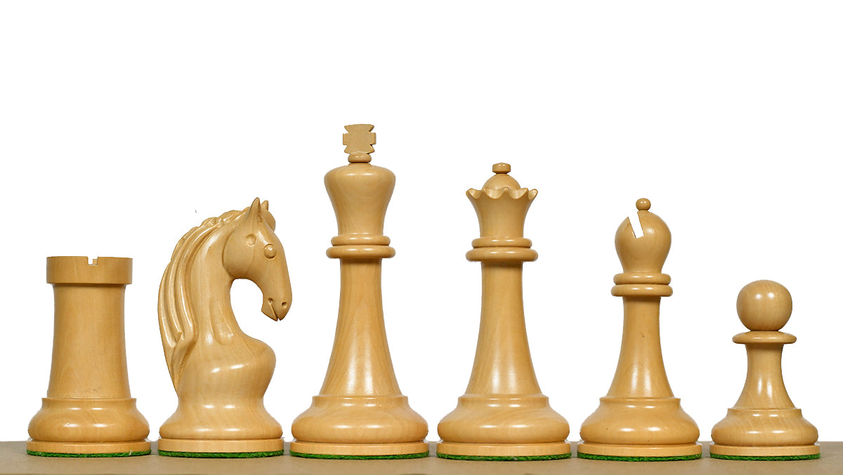 Reproduced 1963-1966 Piatigorsky Cup Chess Pieces in Ebony / Boxwood - 4.2" King