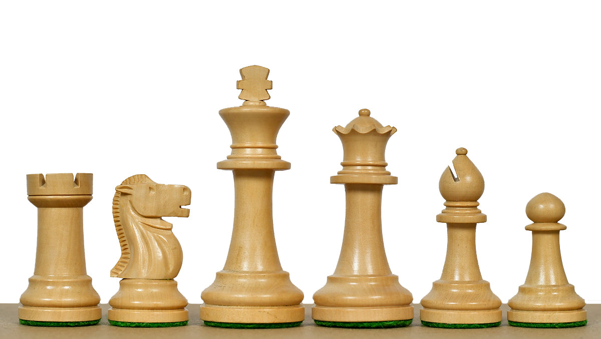 Canadian Staunton Series Chess Pieces in Ebonized Boxwood /Natural Boxwood - 3.3" King