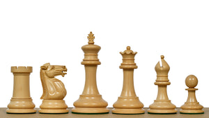 1880s-90s Circa Lasker Staunton Pattern Antique Chess Pieces in Ebony / Boxwood with King Side Stamping - 3.75" King