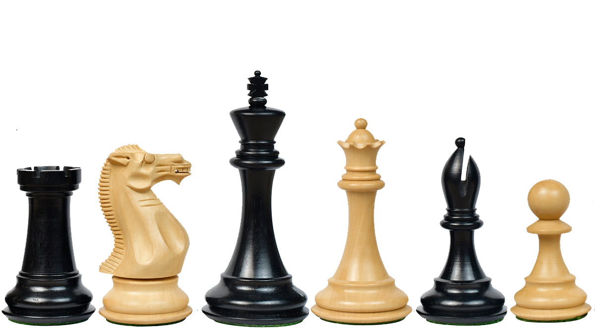 Dominator Staunton Weighted Wooden Chess Pieces in Ebony / Box Wood - 4.0" King