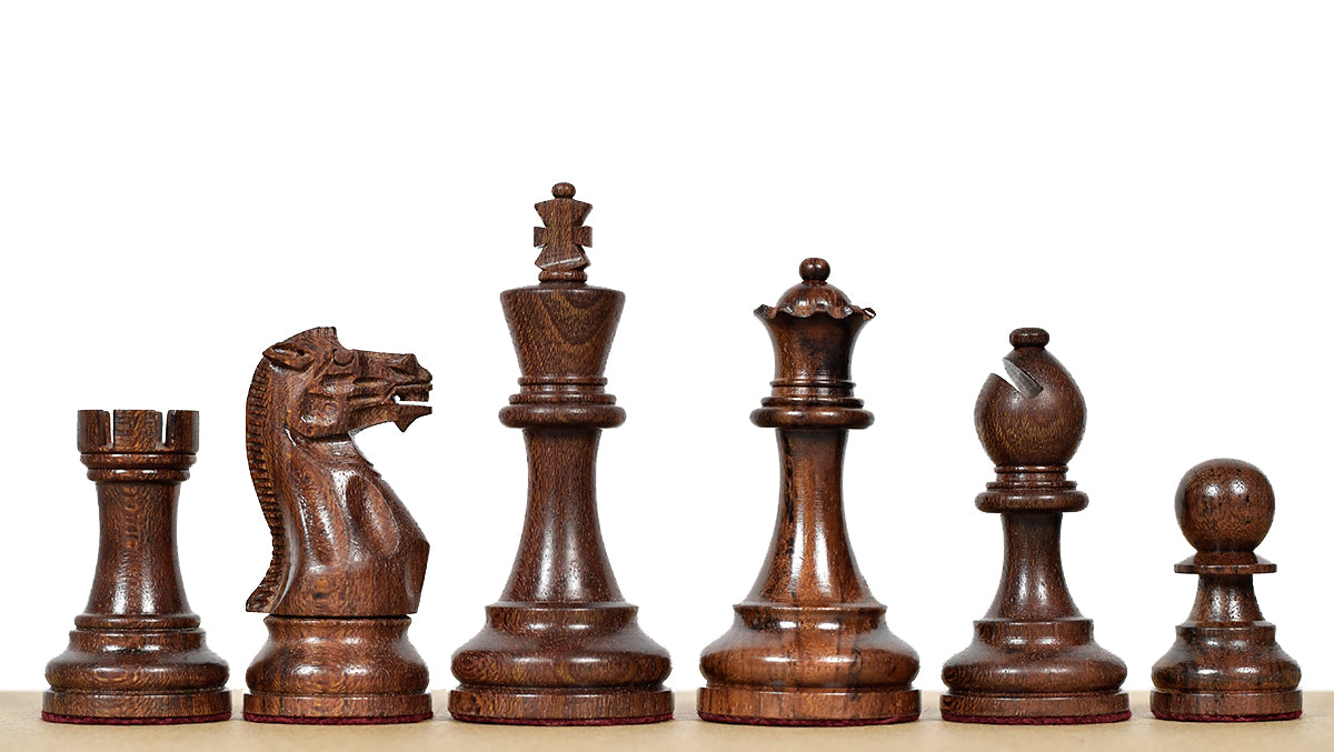 The Judit Polgar Repro Staunton Weighted Tournament Chess Pieces in Anjan Wood & Boxwood 3 ¾ Inch King - 1000 Grams