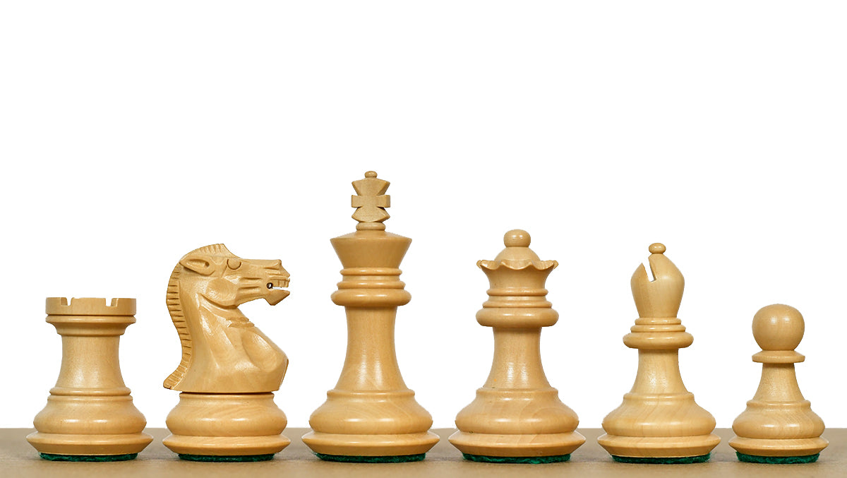 Collector Series Handcarved Staunton Chess Pieces in Ebonized Boxwood & Natural Boxwood - 2.6" King