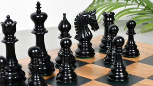 Combo Of War Admiral Antiqued Chess Pieces – 4.4" King – Handcrafted Staunton Design in Ebony Wood & Antiqued Boxwood With Wooden Black Dyed Poplar Olive Chess Board