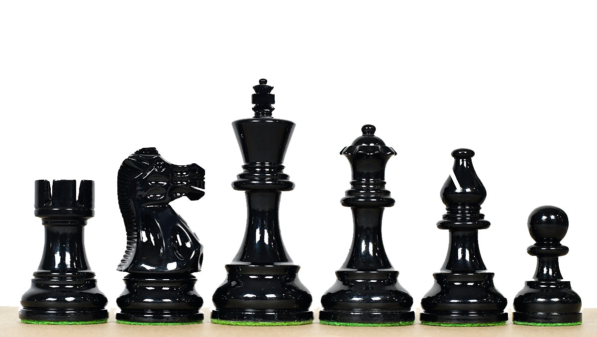 Smokey Staunton Series Painted Chess Set - Chess Pieces Only - Black and Red Painted Boxwood - 3.8" King