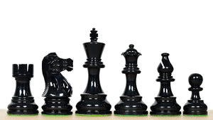 Smokey Staunton Series Painted Chess Set - Chess Pieces Only - Black and Red Painted Boxwood - 3.8" King