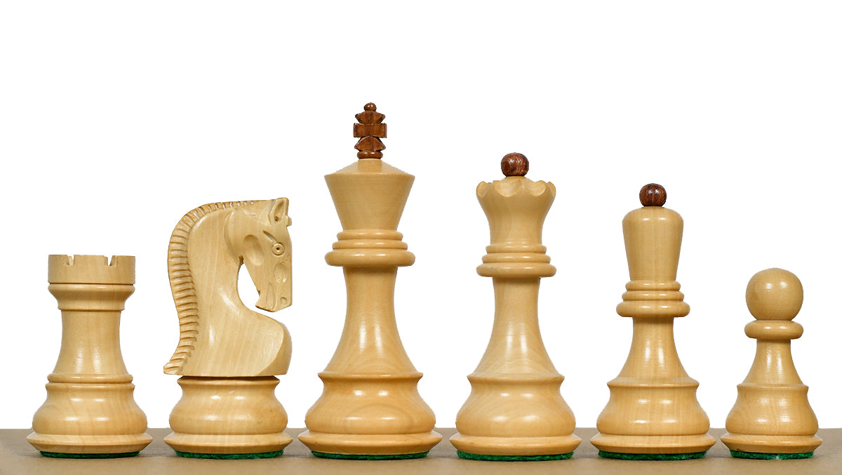 1959 World Chess Championship Old Russian Zagreb Chess Pieces - Sheesham Wood & Boxwood - 3.8" King