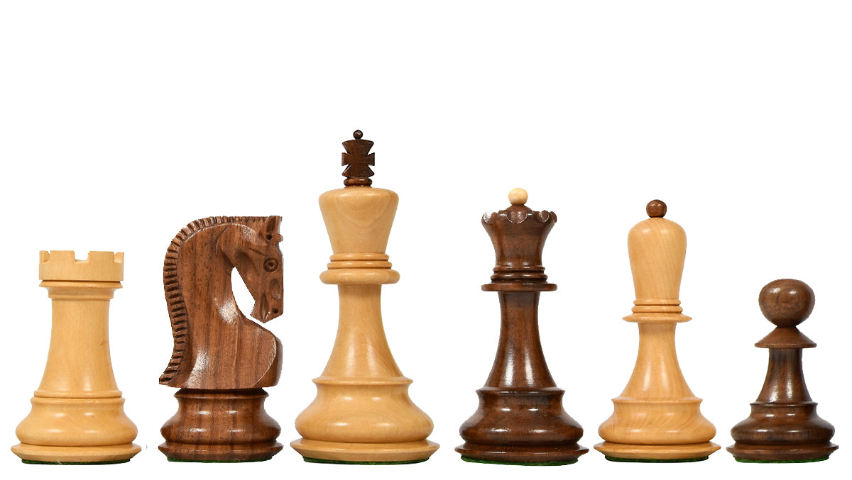 Old 1959 Russian Zagreb Staunton Chess Pieces in Sheesham Wood / Boxwood - 3.8" King