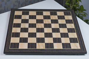 21" Wooden Chess Board in Tiger Ebony & Maple Look with Epoxy Matte Finish – 55mm Squares
