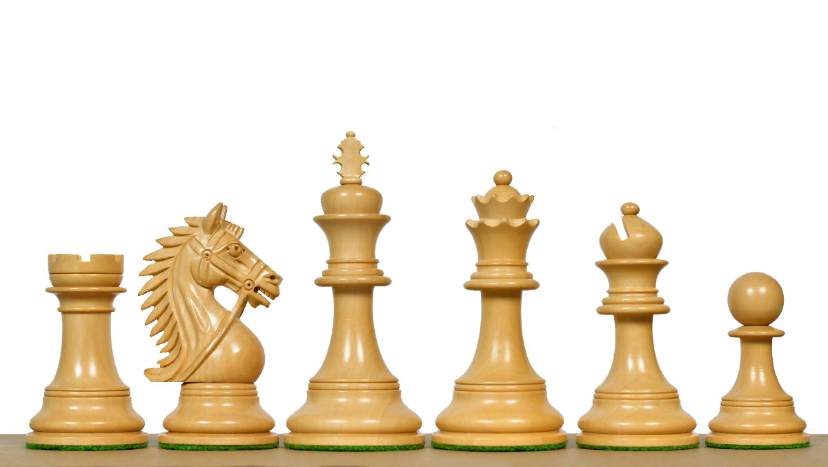 The Bridle Series Luxury Triple Weighted Chess Pieces in Ebony Wood / Boxwood - 4.2" King