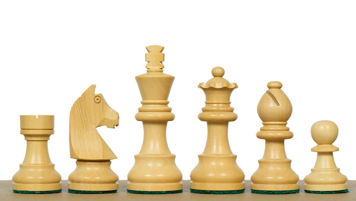 German Knight Tournament Series Staunton Chess Pieces in Ebonized Boxwood & Box Wood - 3" King