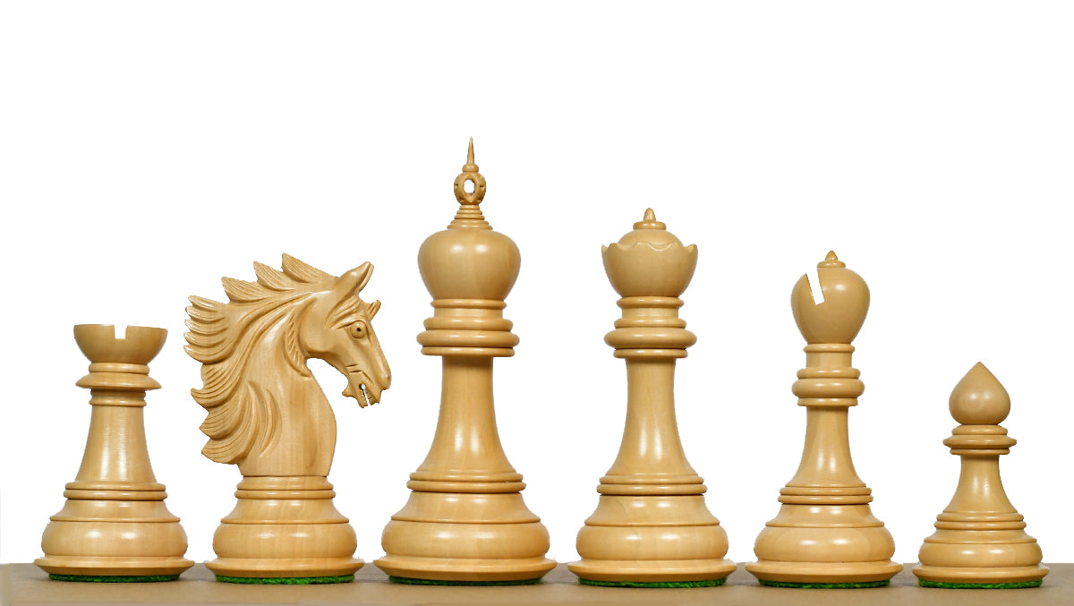The Sher-E-Punjab Series Chess Pieces in Ebony Wood / Boxwood - 4.6" King