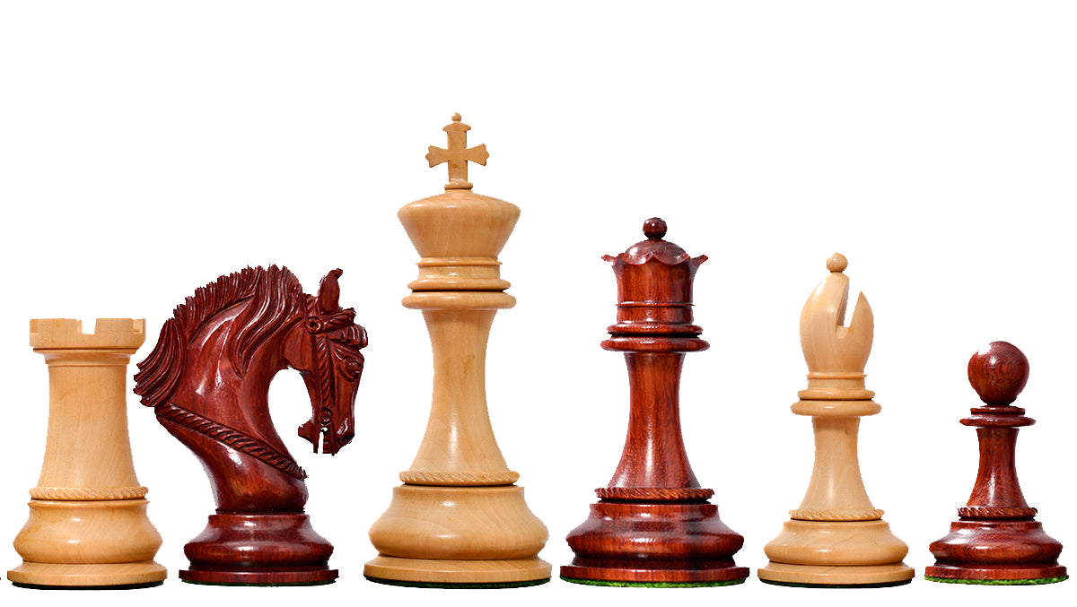 The Excalibur Luxury Artisan Series Chess Pieces in Bud Rosewood / Box Wood - 4.6" King