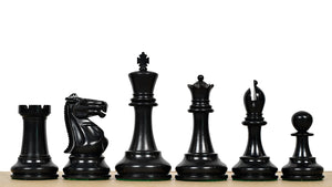 1900s' Marshall Staunton Pattern Chess Pieces in Ebony / Antiqued Boxwood with King Side Stamping - 3.75" King