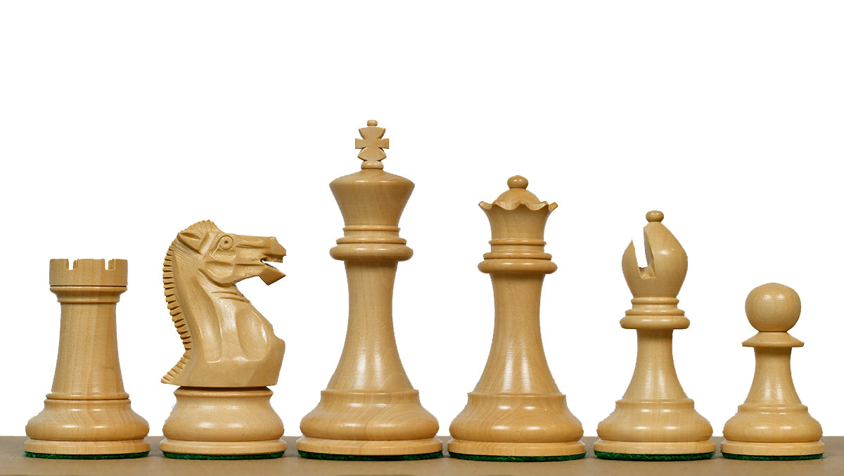 3.8" Pro Staunton Series Tournament Weighted Chess Pieces in Ebonized and Boxwood - 1264 Grams