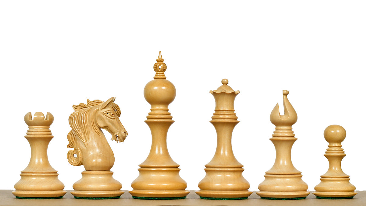 Admiral Series II Staunton Luxury Chess Pieces in Ebony Wood & Boxwood - 4.5" King