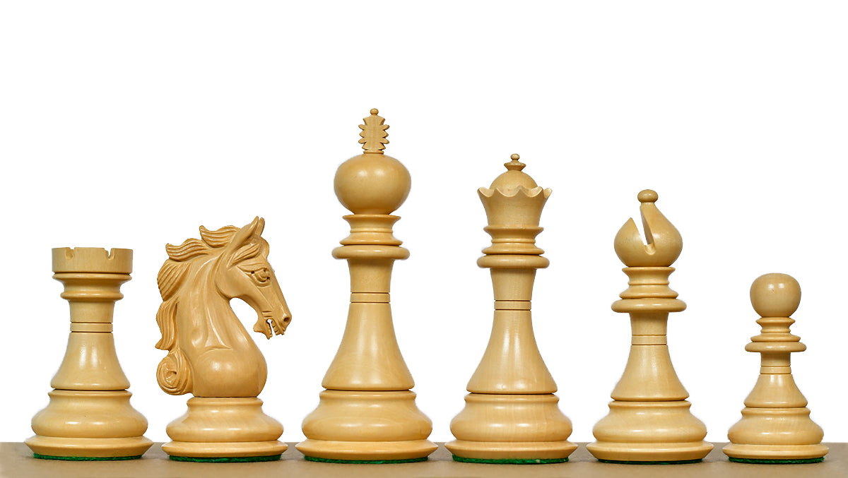 The Shera Series Staunton Triple Weighted Chess Pieces V2.0 in Ebony / Box Wood - 4.5" King