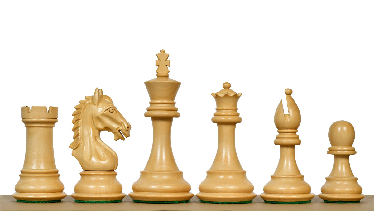 Derby Knight Staunton Pattern Weighted Chess Pieces  in Ebonized & Boxwood - 4.1" King