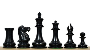 4.5" King - 1849 Original Staunton Pattern Triple Weighted Wooden Chess Pieces in Genuine Ebony & Antiqued Boxwood w/ King Side Stamping