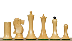 Minimalist Soviet-Style Chess Pieces In Ebonized & Boxwood - 3.7” King