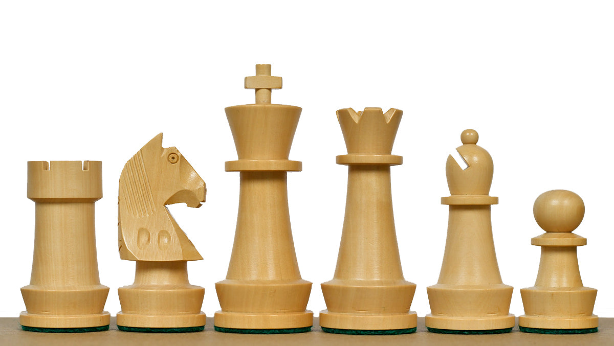 The Championship Series Staunton Chess Pieces in Ebonized Boxwood & Natural Boxwood - 3.75" King