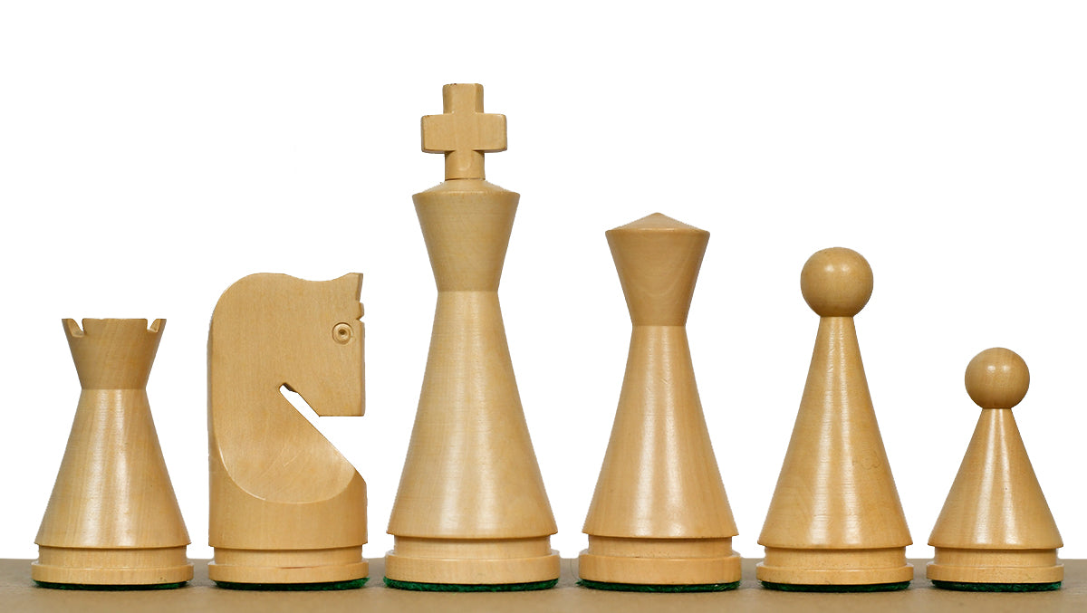 4.09" Classic Series Cone Shaped Chess Pieces in Ebonized Boxwood & Natural Boxwood - 940 Grams