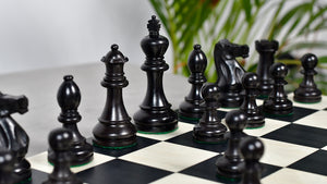 American Staunton Series Weighted Tournament Chess Pieces in Ebonized Boxwood & Boxwood - 4.1" King