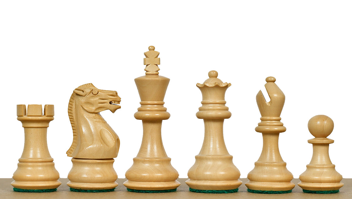 Classic 101 Staunton Series Club Sized Wooden Chess Pieces In Ebony Wood & Box Wood - 3.0" King