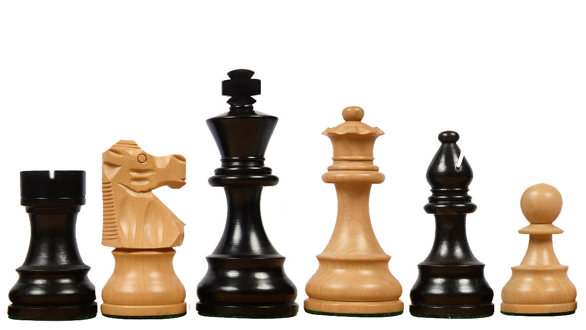Repro French Lardy Chess Pieces in Ebonized / Boxwood - 3.75" King