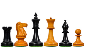 IMPROVED Repro 1904 Cambridge Springs International Tournament Chess Pieces in Ebonized & Antiqued Boxwood - 4" King