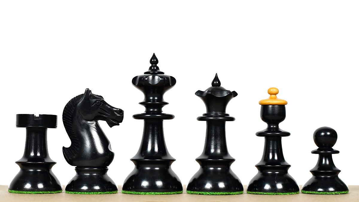 Reproduced Vintage Series Original Austrian Coffee House Old Vienna Chess Pieces in Ebonized and Antique Boxwood V2.0- 3.75" King