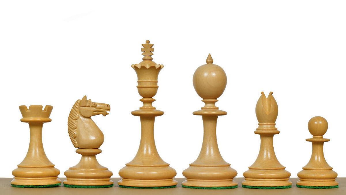 Reproduced 3.5" King Size William Hamlett Wooden Chess Pieces in Bud Rosewood / Boxwood