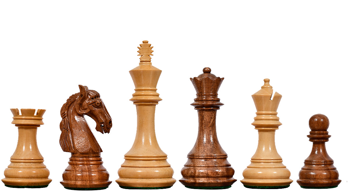The New Columbian Staunton Series Chess Pieces in Sheesham & Box wood - 3.8" King