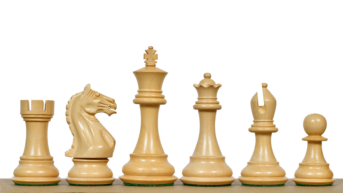 Fierce Knight (Queen's Gambit Series) Staunton Wooden Chess Pieces in Ebonized Boxwood & Box Wood - 4.0" King