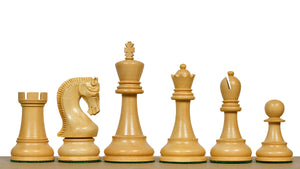 Leningrad Club-Sized Wooden Chess Pieces in Black Ebonized Wood & Boxwood- 4.0" King