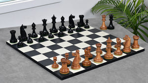 1900s' American Chess Company Reproduction Tournament Chess Set -  Black Ebonized & Antiqued Boxwood 3.8" King